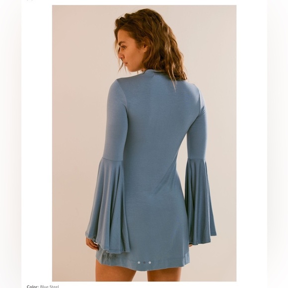NWT FREE PEOPLE Dare to Dance Mini Small Blue Steel NEW FP BEACH $60 Tunic Dress - Picture 3 of 5